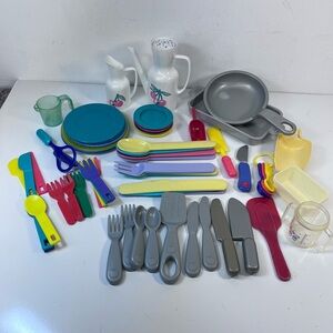 Vintage Fisher Price And Other Dishes, Kitchenware & Utensils Over 50 Pieces